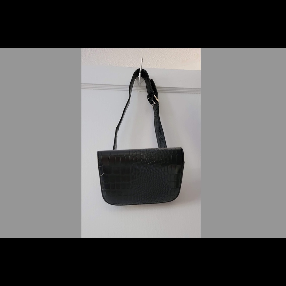 LIKE NEW Black Faux Crock belt bag